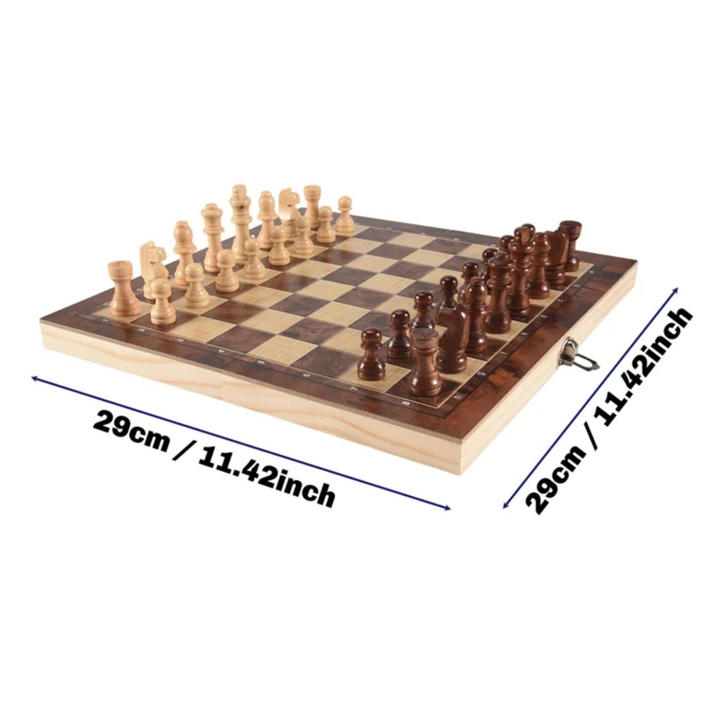 Set de Ajedrez Internacional 3 en 1 de Madera – Ajedrez, Damas y Backgammon para Viajes
