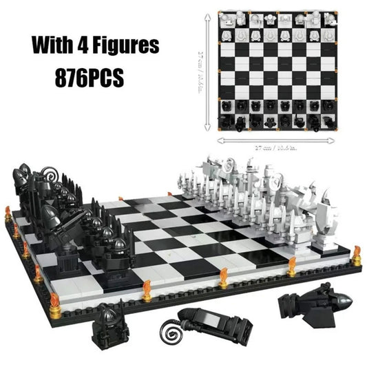 Set de Ajedrez de Bloques Hogwarts – 876 Piezas con 4 Figuras Educativas para Niños
